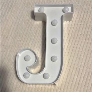 White LED Letter 'J' Wall Decor